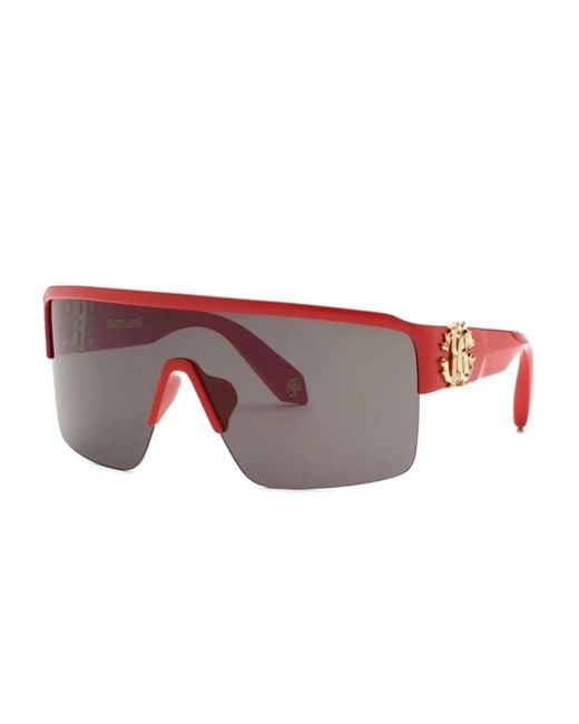 Gafas de sol con placa del logo Roberto Cavalli de color Red
