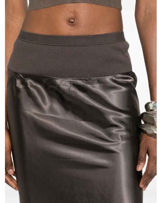 Rick Owens Gray Ribbed Gathered Maxi Skirt