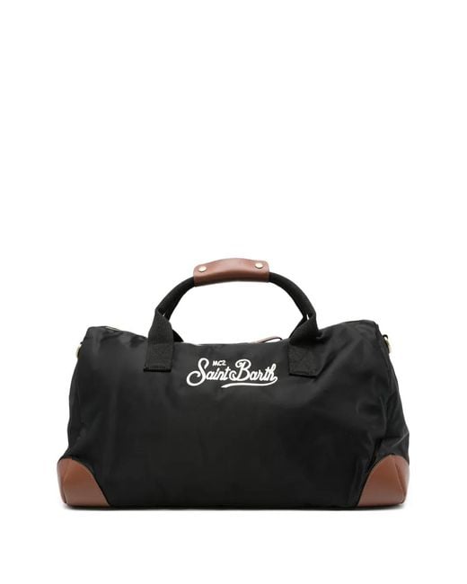 Mc2 Saint Barth Black Daily Logo-Embroidered Contrast-Trim Tote Bag