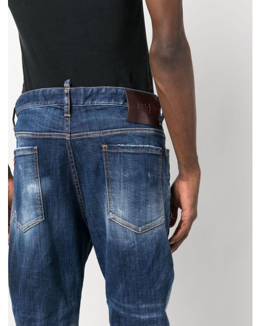Distressed cropped jeans DSquared² de hombre de color Blue