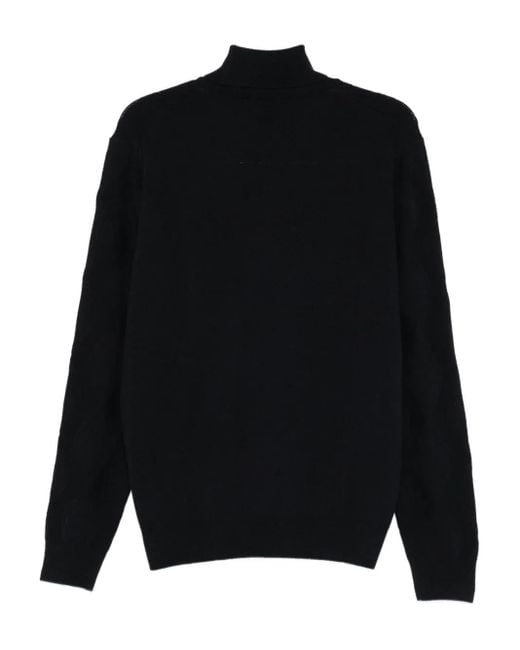 Corneliani Black Turtleneck Patterned Sweater for men
