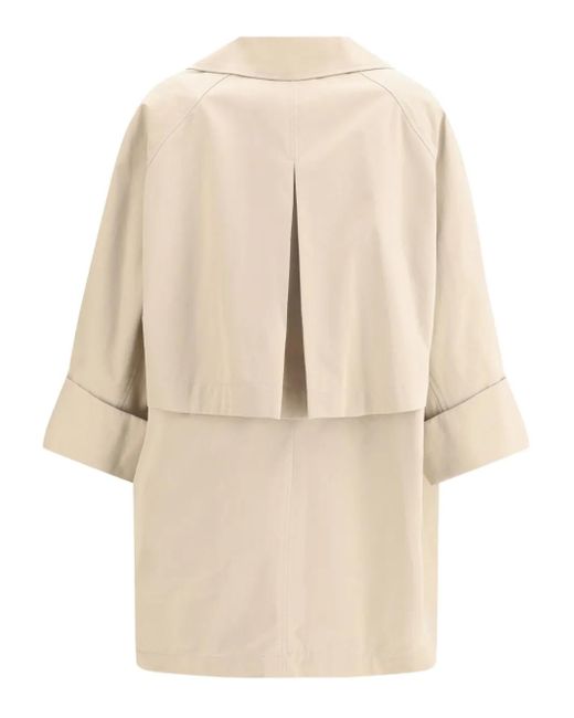 Brunello Cucinelli Natural Embellished Sleeve Midi Trench Coat