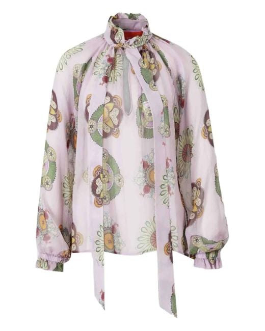 LaDoubleJ Purple Floral-Print Blouse