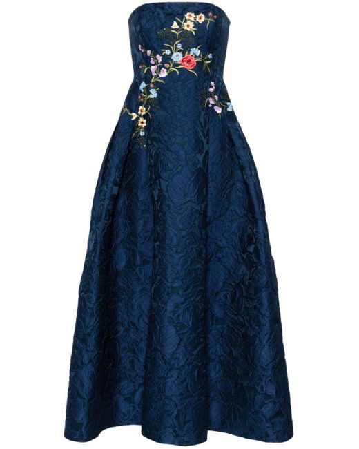 Sachin & Babi Blue Belle Floral-embroidered Maxi Dress