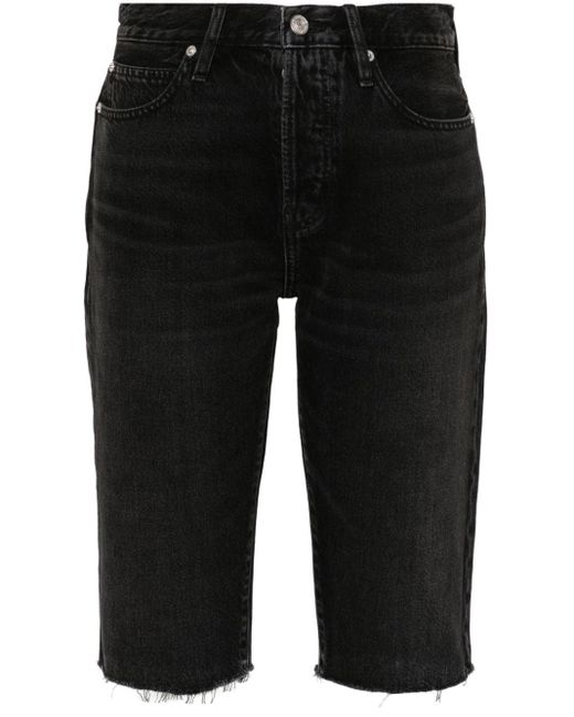 FRAME Black Ausgefranste Jeans-Shorts