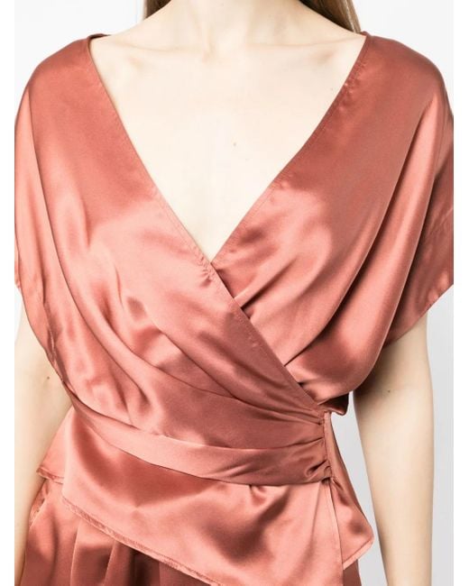 Michelle Mason Pink Open-Neck Top