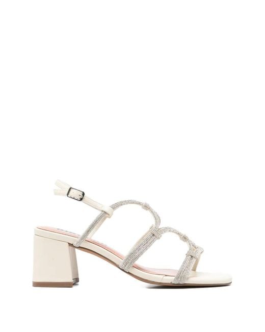 Bibi Lou White Crystal-Embellished Multi-Strap Sandals