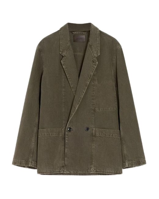 Lemaire Green Double-Breasted Patch-Pocket Blazer