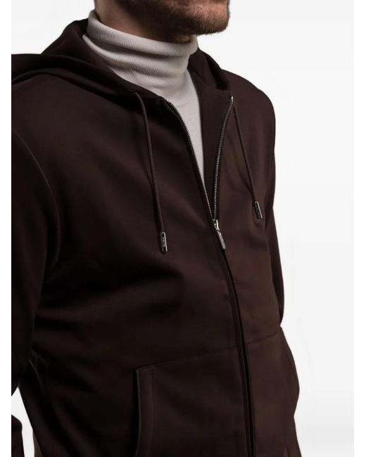Moorer Black Matthew Zip-Up Hoodie for men
