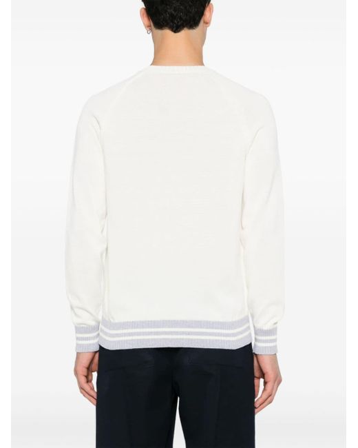 Embroidered-logo knitted jumper di Eleventy in White da Uomo