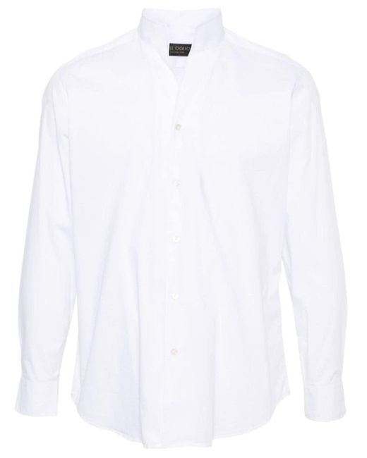 Dell'Oglio Band-collar poplin shirt in White für Herren