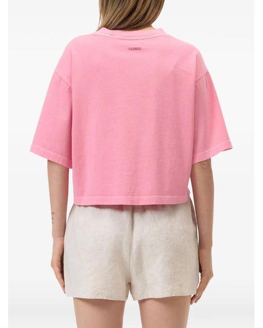 Closed Cropped Blouse in het Pink
