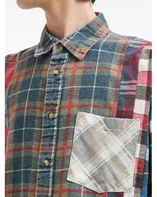 Needles Blue Patchwork Panelled Shirt for men