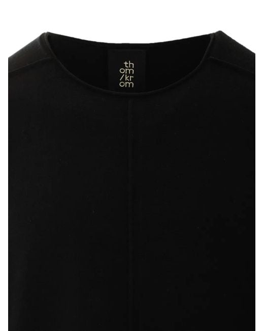 Thom Krom Black Exposed-Seam Crew-Neck Sweater for men