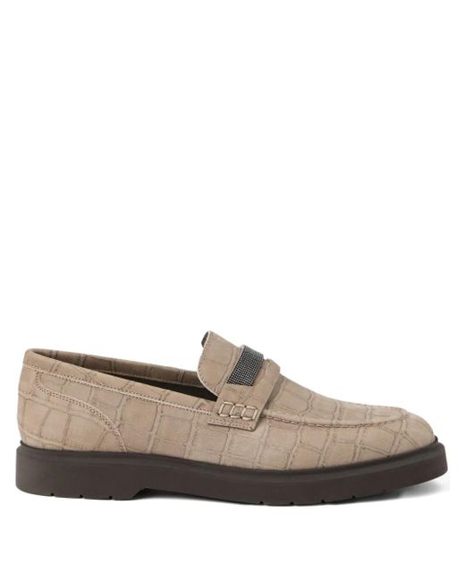 Brunello Cucinelli Brown Mocassins With Front Detail