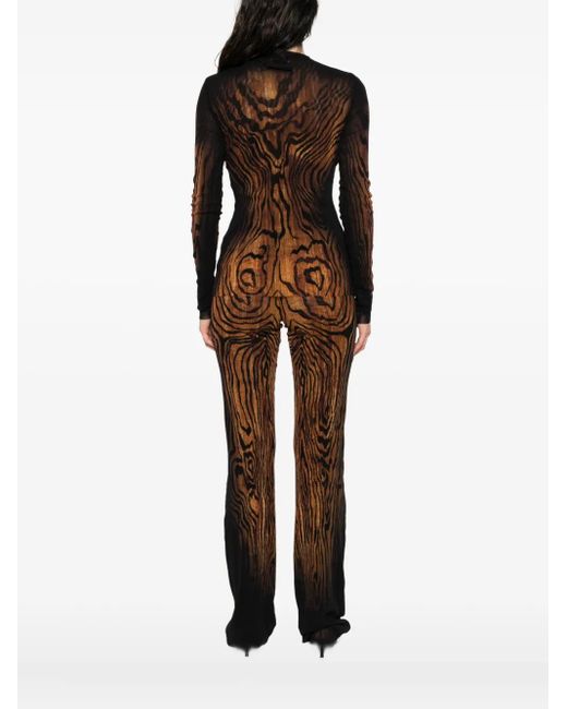 Jean Paul Gaultier Mesh Top Met Print in het Brown