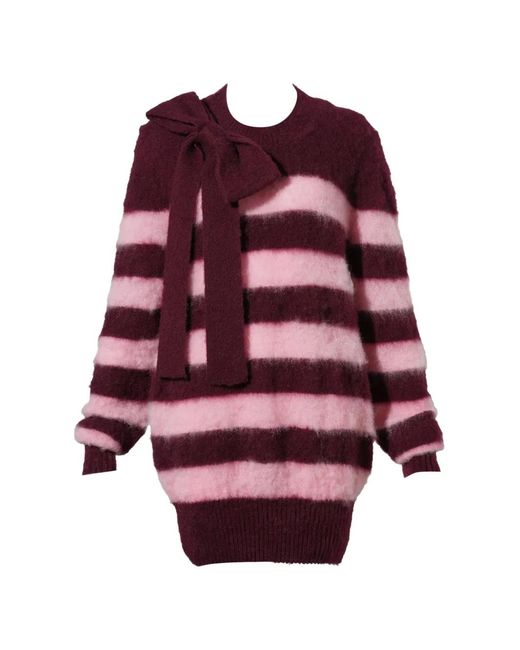 Andrej Gronau Red Bow-Detail Striped Sweater