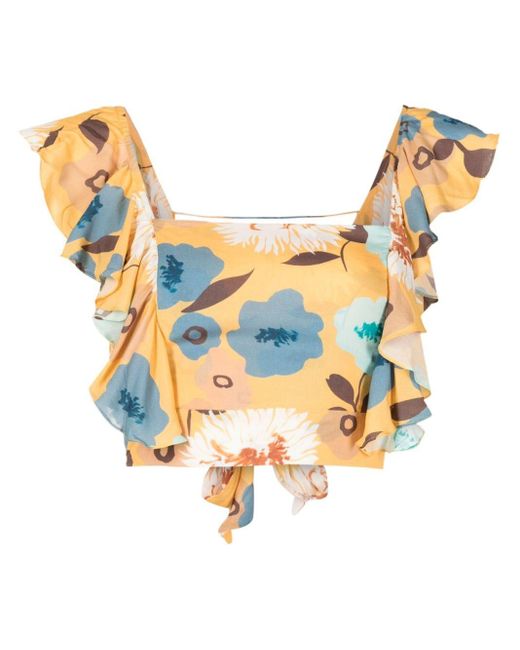 Clube Bossa Yellow Lubba Floral Crop Top