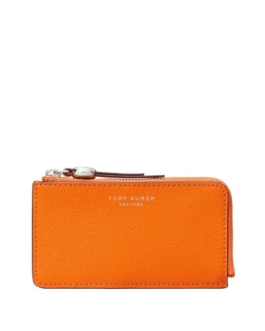 Tory Burch Orange Romy Zip Card Case