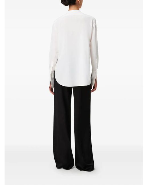 Another Tomorrow White Pleated Tuxedo Shirt