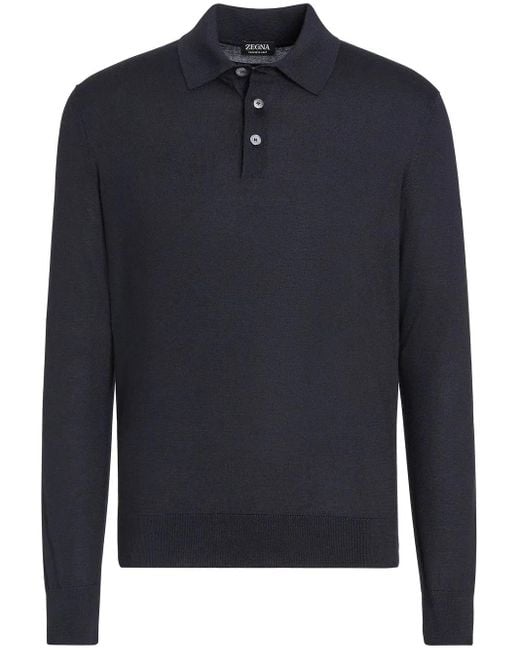 Zegna Blue Cashseta Polo Shirt for men