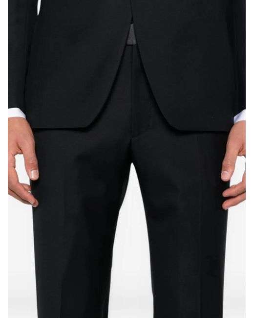 Tagliatore Black Satin-Lapel Virgin-Wool Suit for men