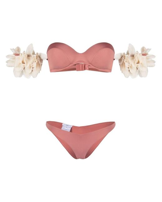 LaRevêche Pink Mila Rose-embellished Bikini