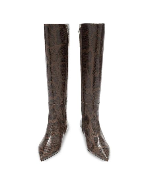 Aeyde Brown Sabrina Snake-Print Pointed Boots