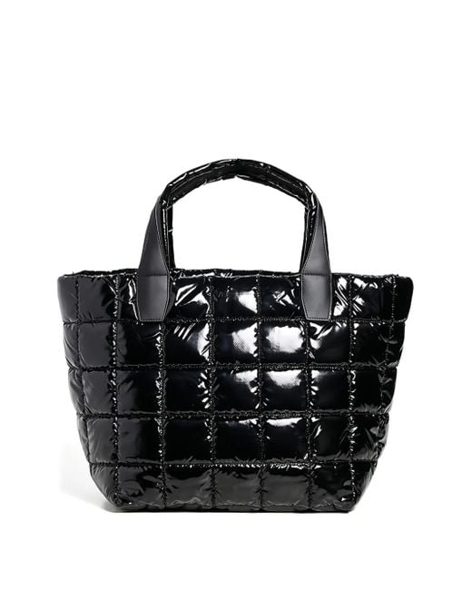 VEE COLLECTIVE Black Artificial-Leather Quilted Tote Bag