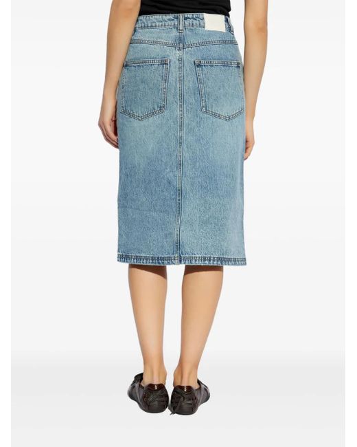 Gestuz Blue Logo Patch Denim Skirt
