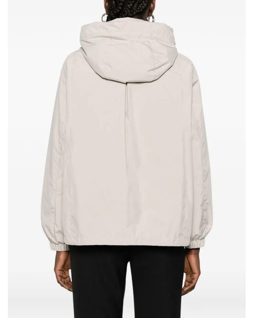 Moorer White Cylia Hooded Zip Jacket