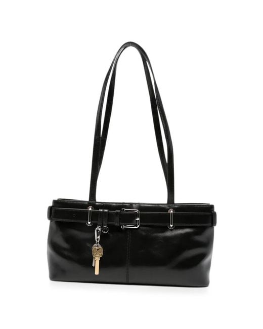 OSOI Black Brocle Buckle-Detail Key-Charm Shoulder Bag