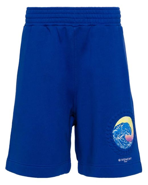 Pantalones cortos de deporte con ondas estampadas Givenchy de hombre de color Blue