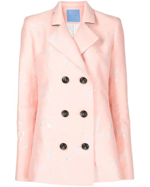 Macgraw Pink Stereotype Jacquard Double-Breasted Blazer