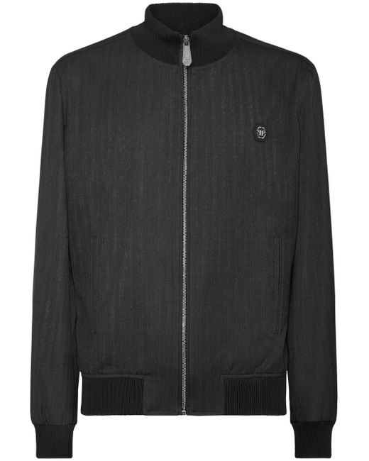 Philipp Plein Black Wool Bomber Jacket for men