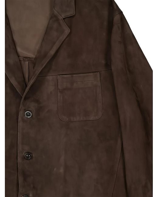 Boglioli Brown Buttoned Leather Jacket for men