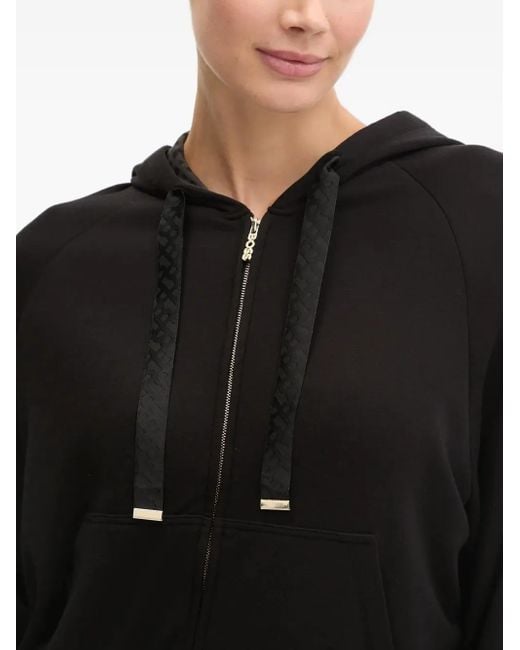 Boss Black Logo-Detail Zip-Up Hoodie