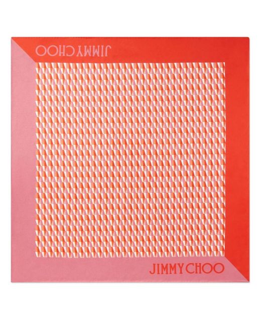 Jimmy Choo Red Reta Monogram-print Silk Scarf