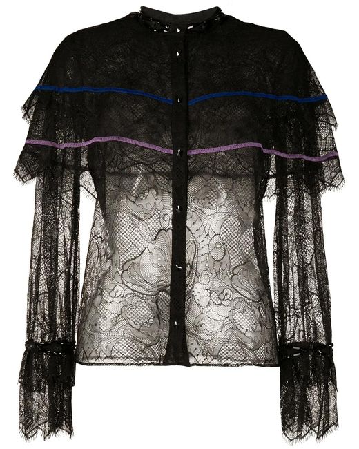 Emilio Pucci Black X Koché Ruffle-Detail Lace Blouse