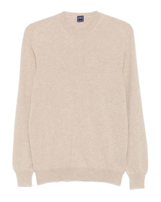 Fedeli Natural Round-Neck Cashmere Sweater for men