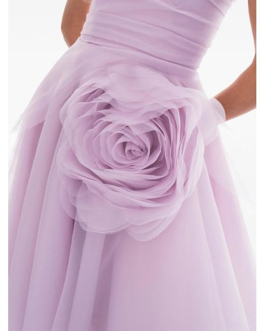 Ana Radu Pink Floral-Appliqué Strapless Dress
