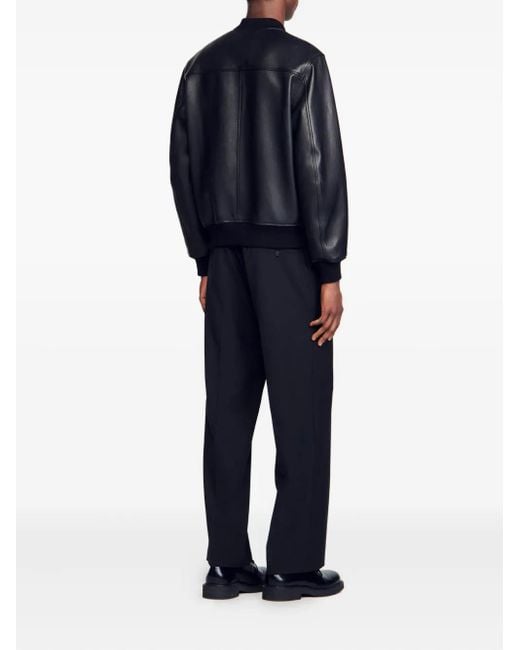 Sandro Black Leather Jacket for men