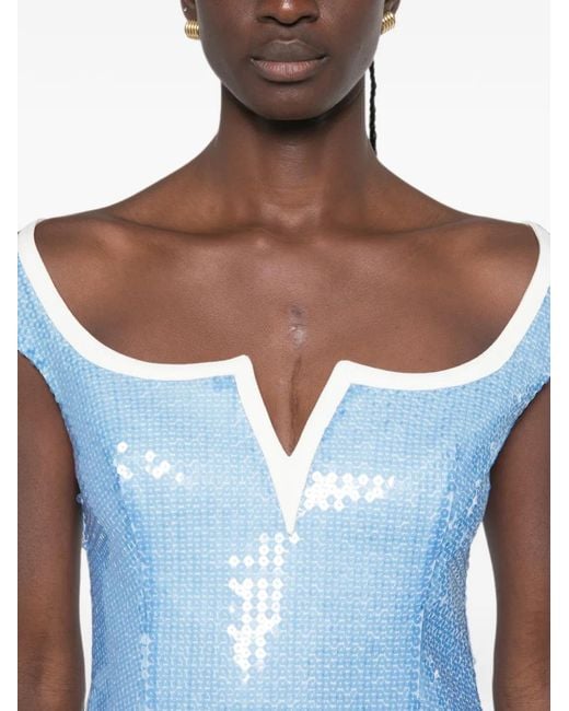 ShuShu/Tong Blue Sequin-Embellishment Top