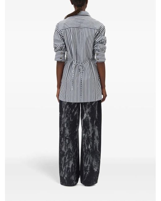Ganni Gray Striped Poplin Shirt