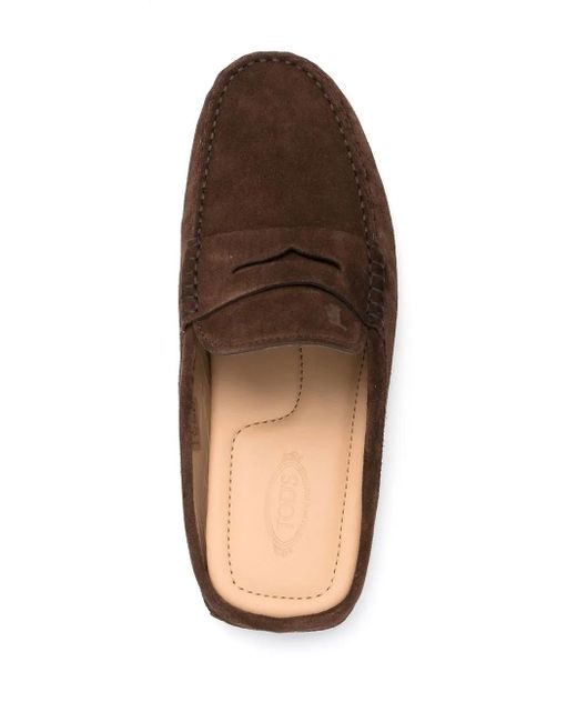 Tod's Brown Gommino Bubble Suede Mules for men
