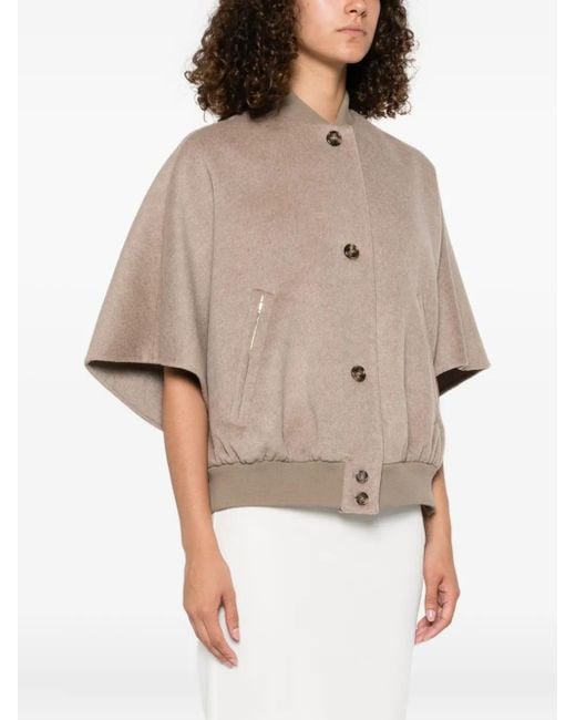 Max Mara Natural Cape Wool Coat