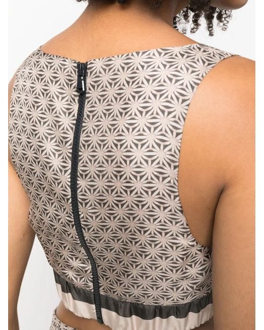 Brunello Cucinelli Gray V-Neck Cropped Top