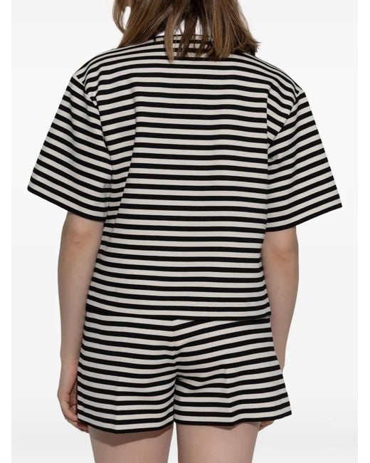 Max Mara Black Striped Short-Sleeved Shirt
