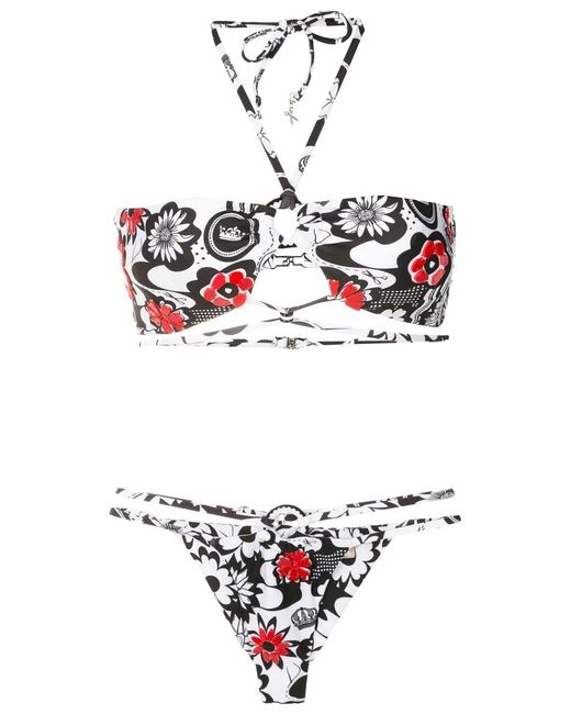 Amir Slama White Floral-Print Bikini Set