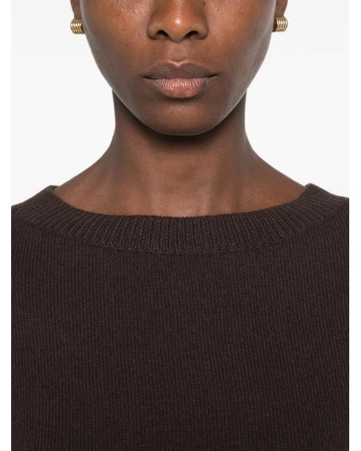 Allude Black Long-Sleeve Ribbed-Trim Sweater